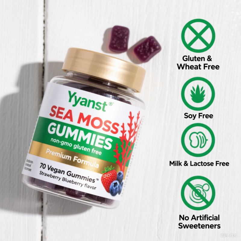 Private Label Premium Formula Promote Digestion Vegan Sea Moss Gummies Improve Gut&Intastinal Boost Immunity Gummy Candy