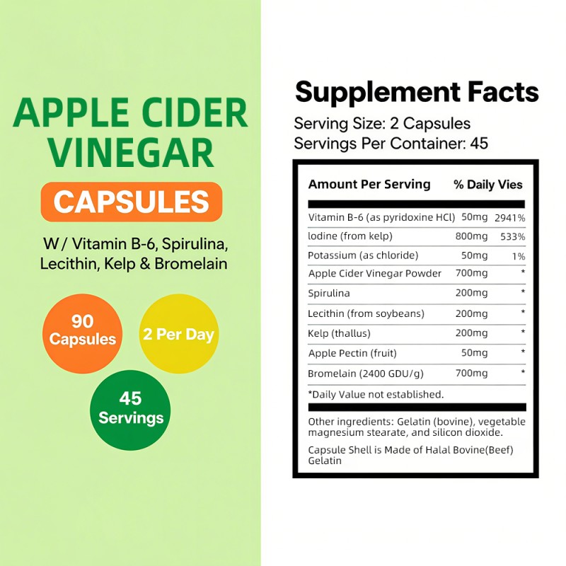 ODM/OEM Apple Cider Vinegar Capsules Slimming Promote Digestion Support Weight Management Weight Loss