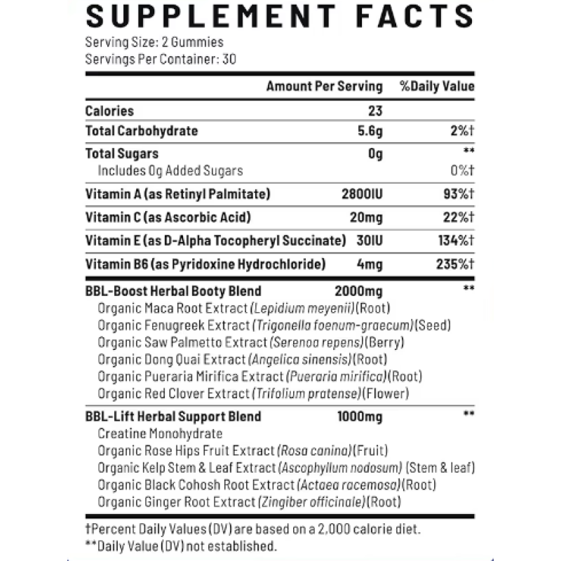 Private Label Boost Hip And Butt Enhancement Maca Root Gummies Boost Energy Maca Root Women Bbl Gummies