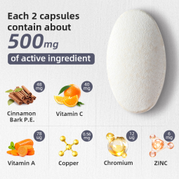 Private Label Cinnamon Vitamin C Tablets Clinically Supported Immunity Metabolism Booster for Teenagers Adults Not for Newborns