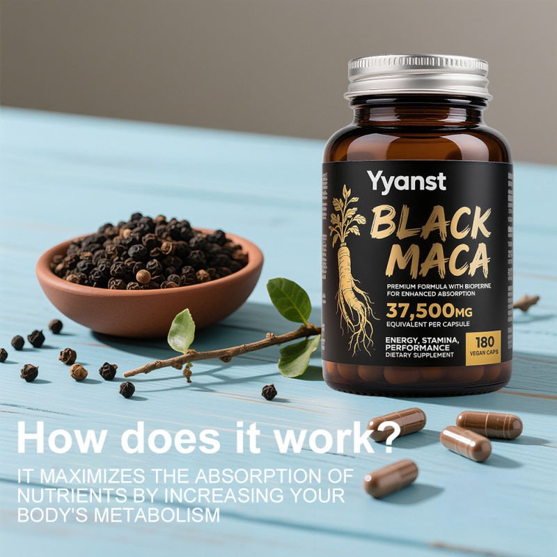 Private Label Black Maca Capsules Enhance Potency Relieve Stress Boost Immunity Provide Energy