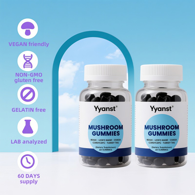 Private Label Mushroom Gummies Enhances Memory Clarity Remove Brain Fog Supports Mood Relaxation