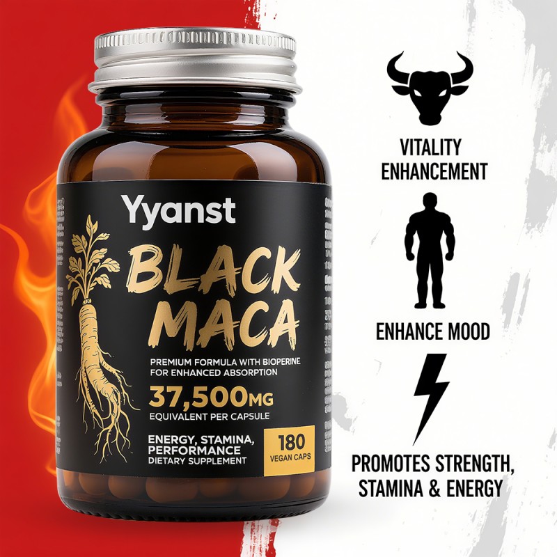 Private Label Black Maca Capsules Enhance Potency Relieve Stress Boost Immunity Provide Energy