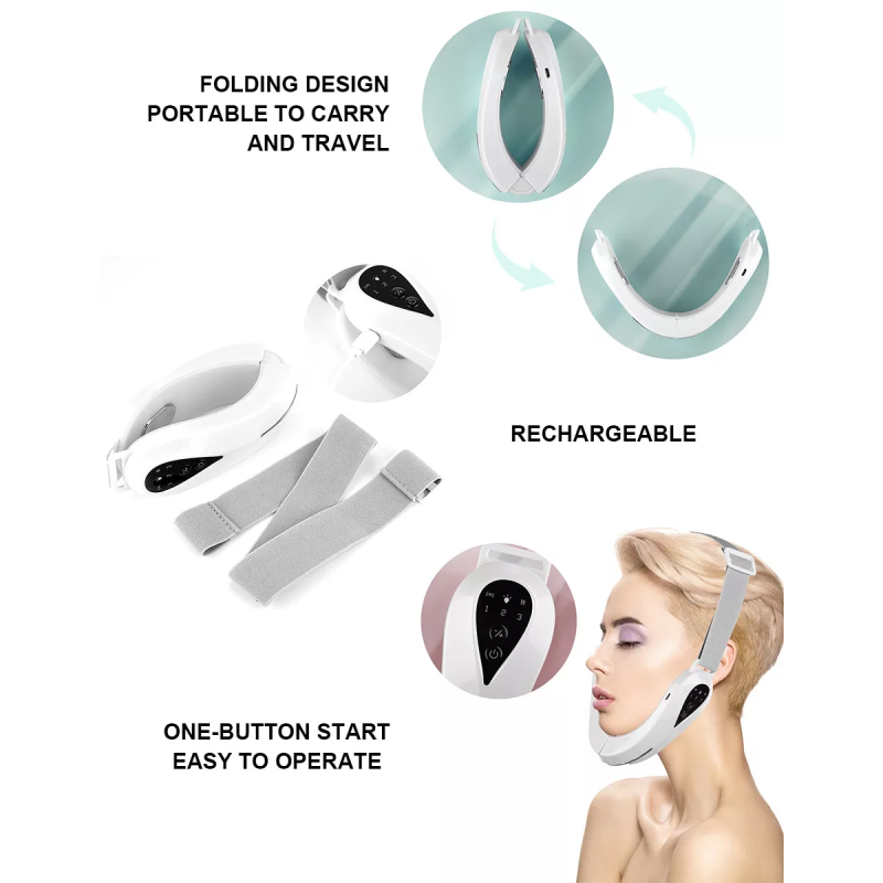 EMS Facial Massager Supplier - OEM ODM V-Line Belt Red Blue