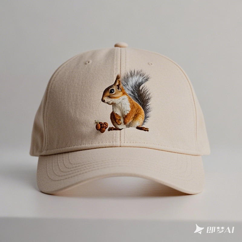Baseball Cap Manufacturer - Custom Vintage Printed Squirrel 5-Panel All Cotton Material Cartoon Squirrel Pine Cone Logo Velour Bows