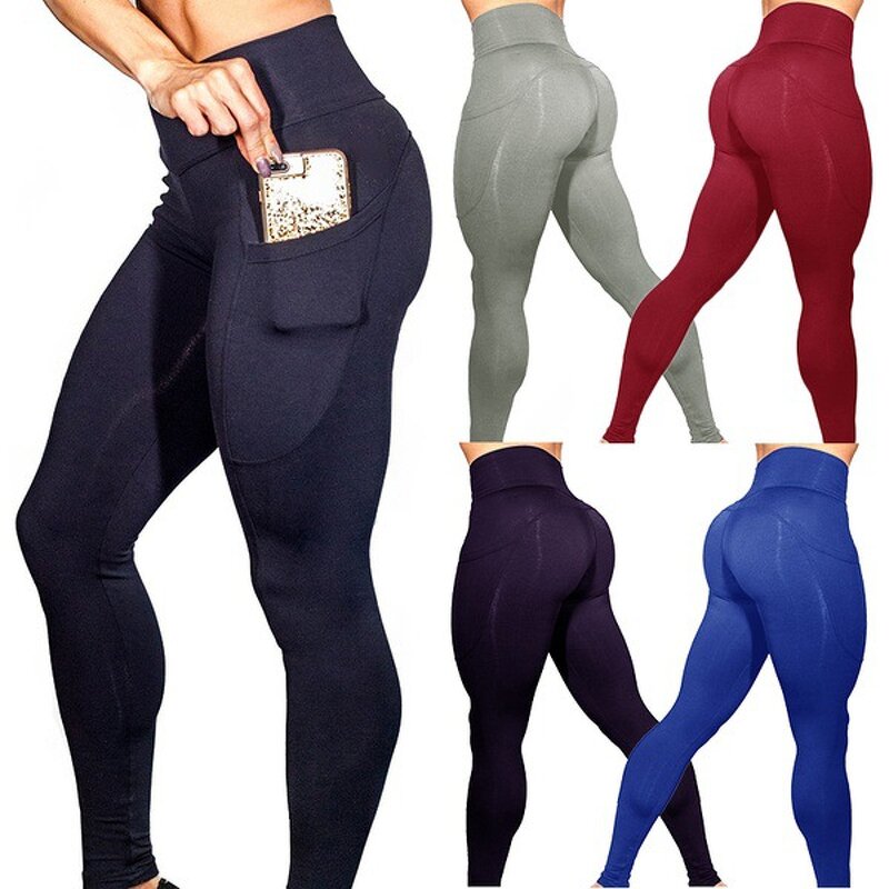 Yoga Pants Manufacturer - Women's High-Waist Seamless Athletic Soft Front No-See-Through Leggings Pockets Plus XL Spandex