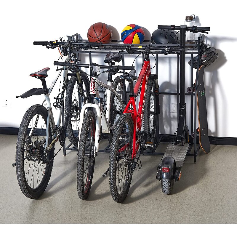Bike Storage Rack Manufacturer - BSR01A Metal Stability Floor Bicycle Parking Garage Organizer 4 Bike Stand Rack With Storage
