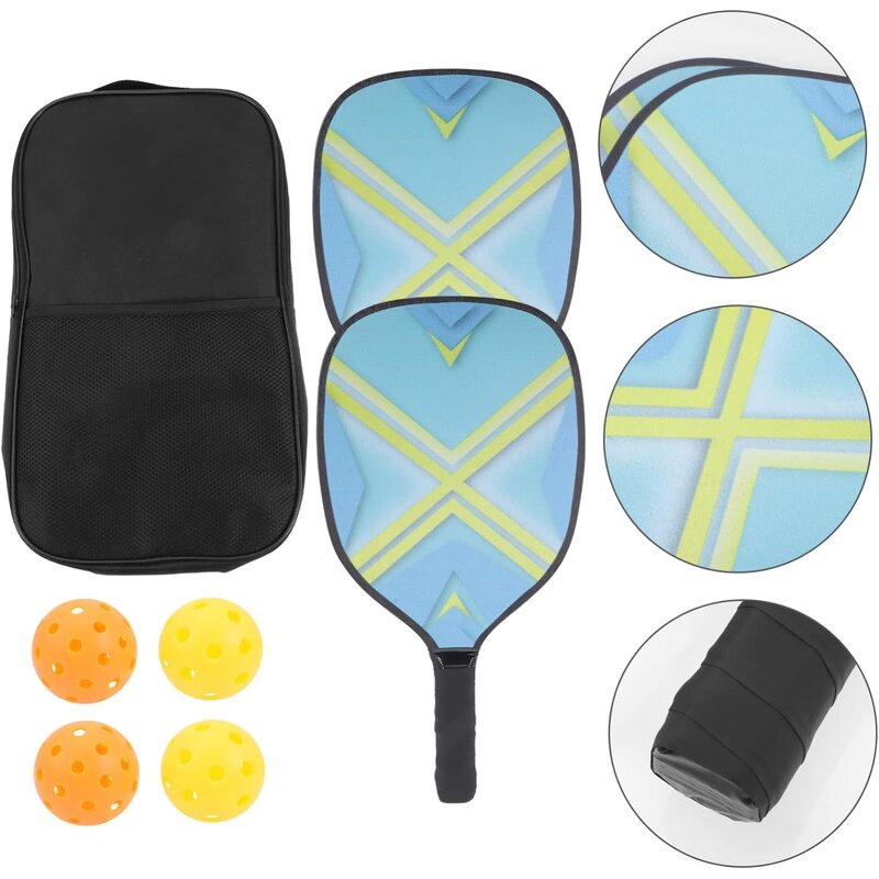Pickleball Paddles Set Manufacturer - 2 Graphite Paddles with 1 Bag 2 Orange Indoor 2 Yellow Outdoor Pickleballs