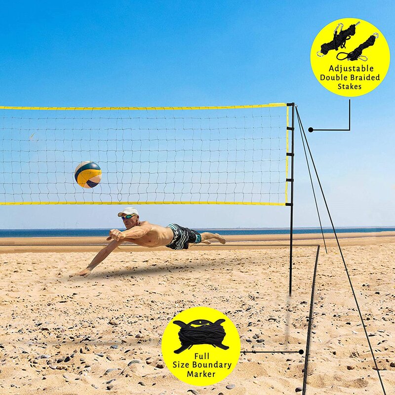 Volleyball Net Manufacturer - VN01A Custom Length Portable Stand with Net Set Equipment Standard Poles Outdoor