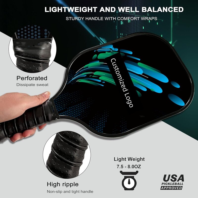 Pickleball Paddle Manufacturer - Professional Fiberglass Carbon Fiber with UV Printing Logo Raw Material