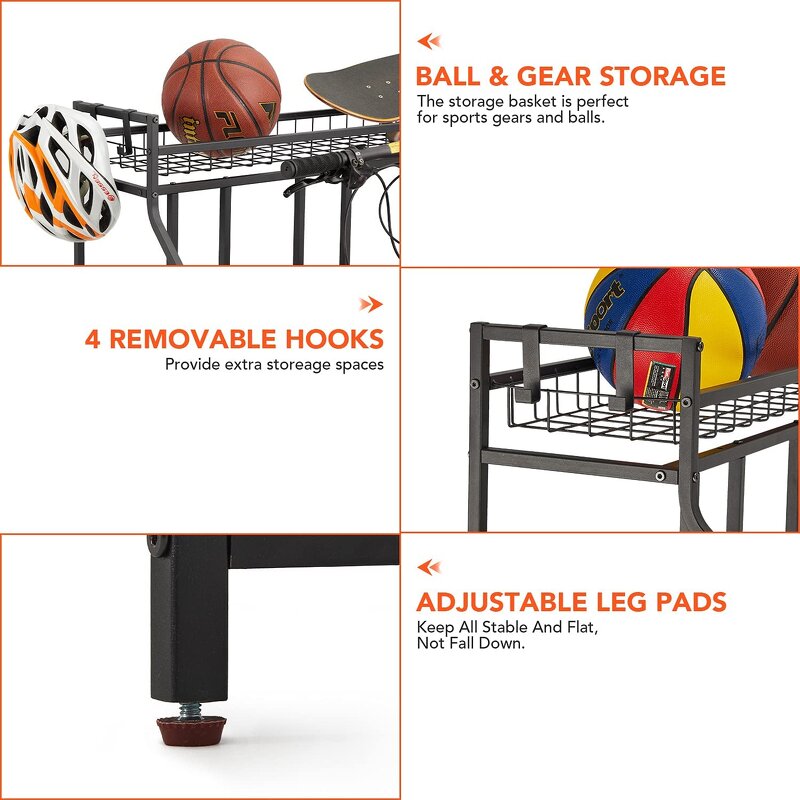 Bike Storage Rack Manufacturer - BSR01A Metal Stability Floor Bicycle Parking Garage Organizer 4 Bike Stand Rack With Storage