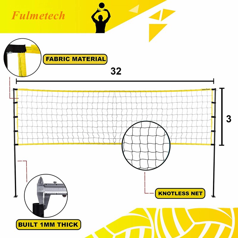 Volleyball Net Manufacturer - VN01A Custom Length Portable Stand with Net Set Equipment Standard Poles Outdoor