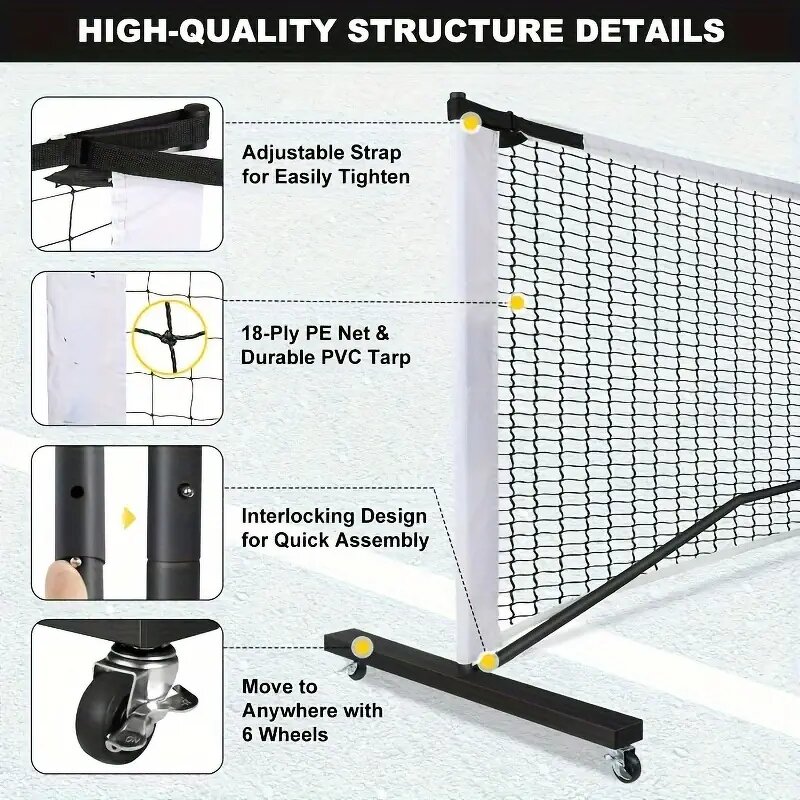 Pickleball Net Manufacturer - Tennis Net Foldable Customized Portable With Six Wheels and Carry Sports Net Training