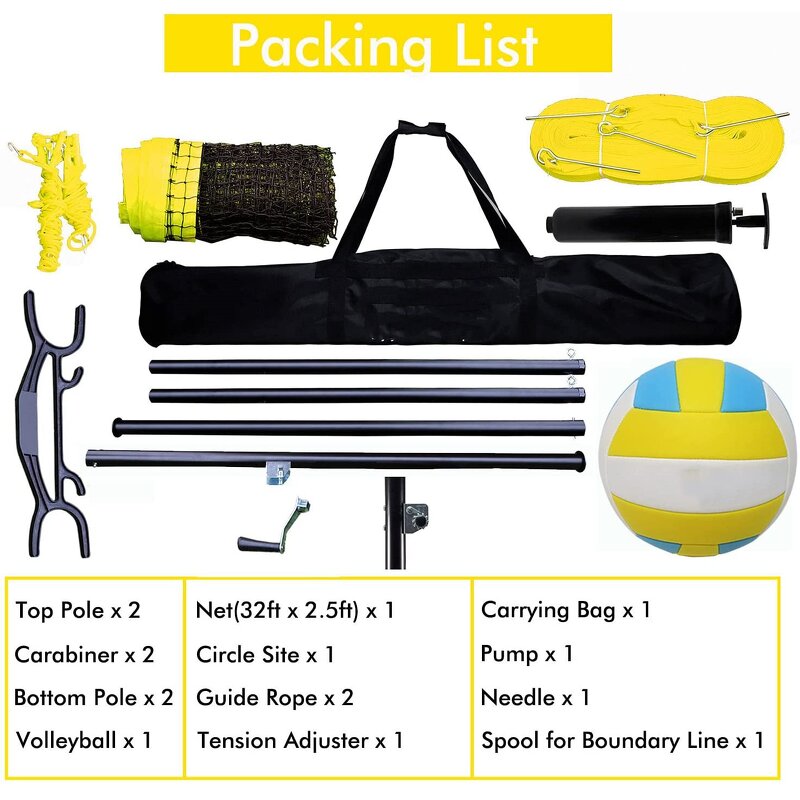 Volleyball Net Manufacturer - VN02A Cheap Price Custom Length Portable Stand with Net Set Standard Poles Outdoor Folding