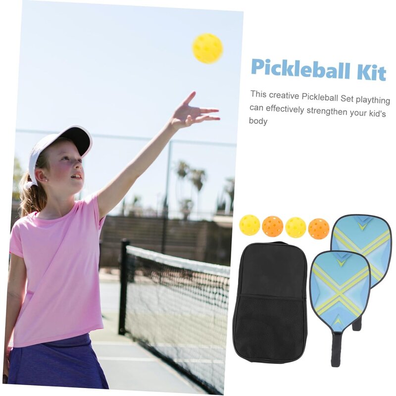 Pickleball Paddles Set Manufacturer - 2 Graphite Paddles with 1 Bag 2 Outdoor Yellow 2 Indoor Orange Pickleballs
