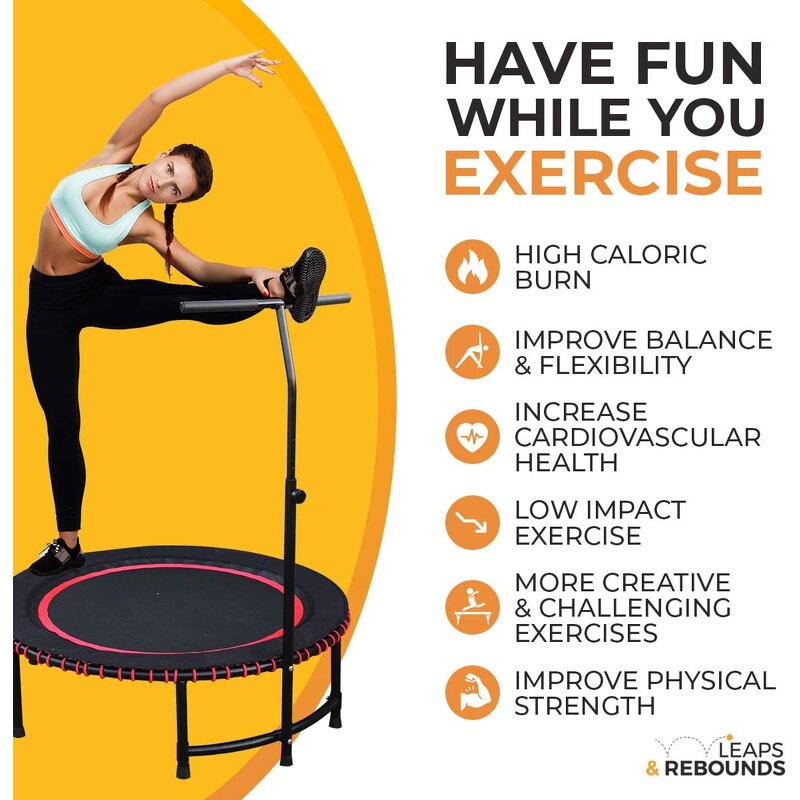 Fitness Trampoline Manufacturer - Indoor/Outdoor Folding Mini Rebounder with Adjustable Handle Bar Durable Steel Construction