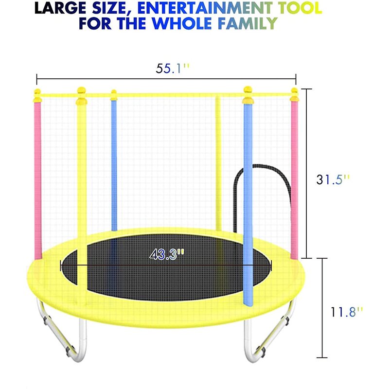 Trampoline Manufacturer - Large Foldable Mini for Kids with Enclosure Net 55in-Load 450lbs