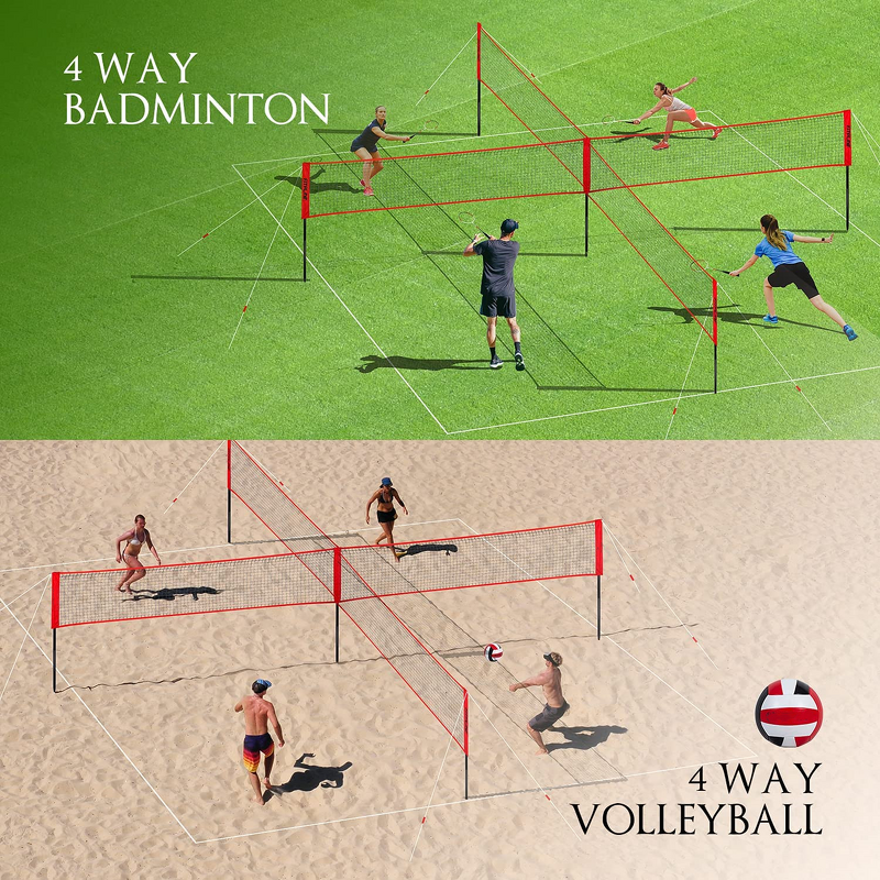 Four Square Volleyball Net Manufacturer - JVN05C Factory Price 4 Way Badminton Net 4 Way Volleyball Net