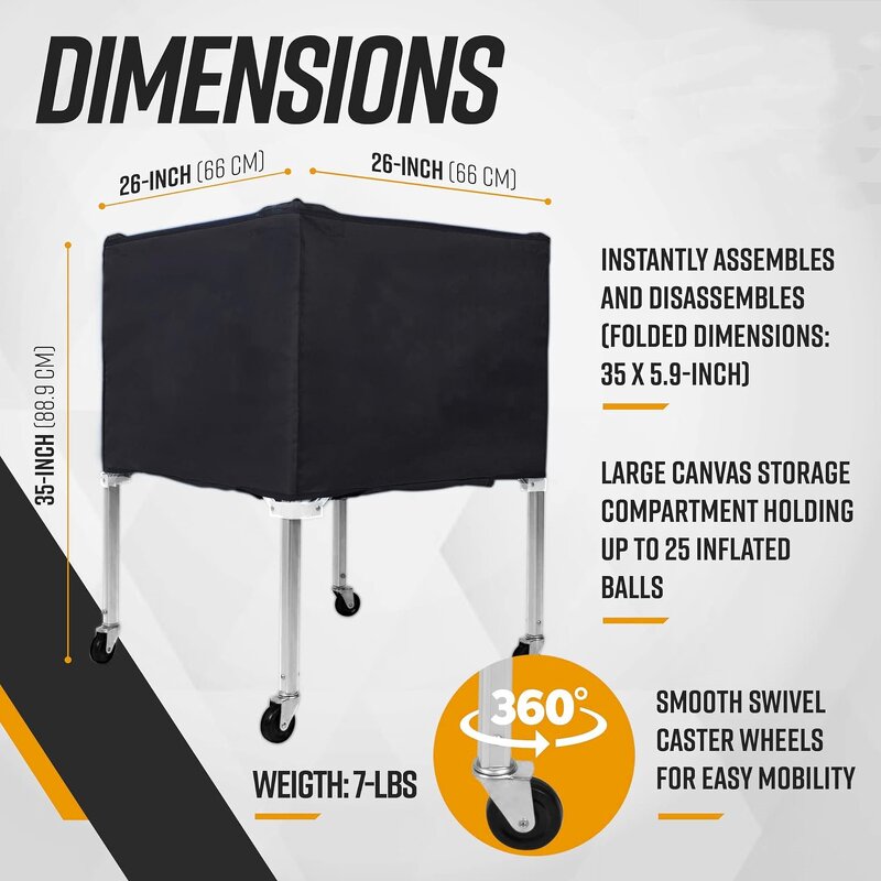 Soccer Football Cart Manufacturer - Easy to Fold-up and Install Lightweight Aluminium Construction With 4 Wheels