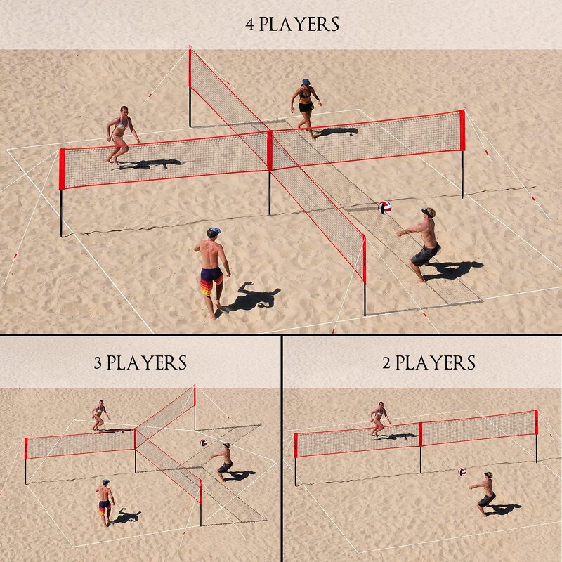 Four Square Volleyball Net Manufacturer - VN05A Cheap Price 4 Way Badminton Net 4 Way Volleyball Net