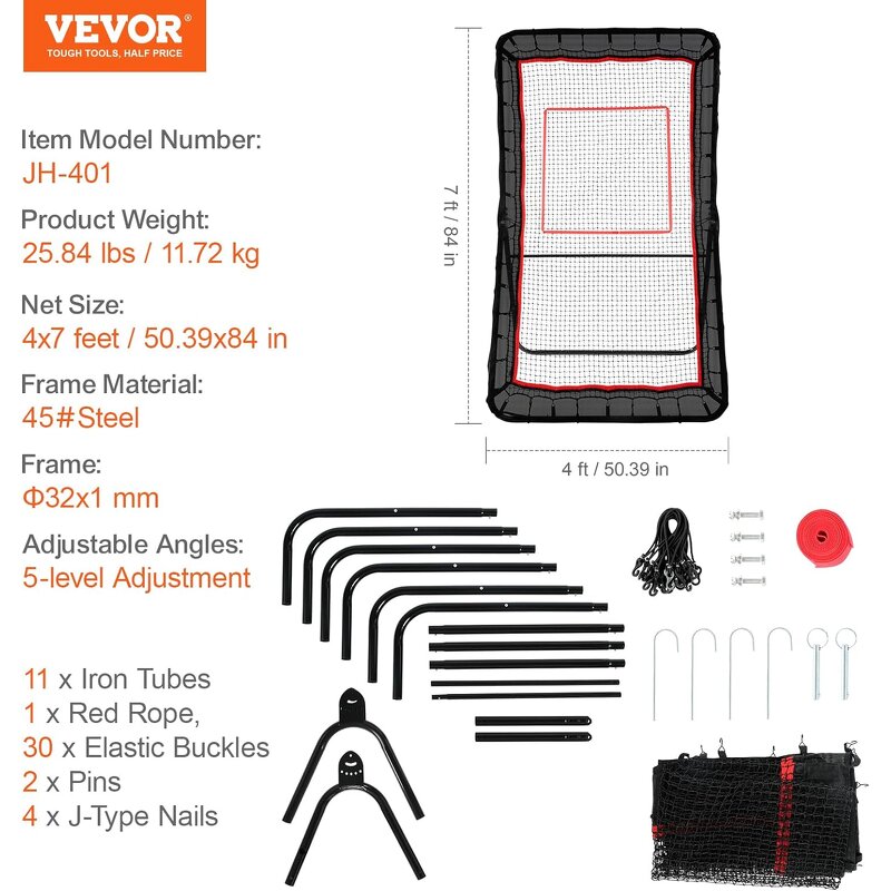 Lacrosse Rebounder Manufacturer - Steel Frame Backstop Nylon Netting Practice Shooting Catching Reacting