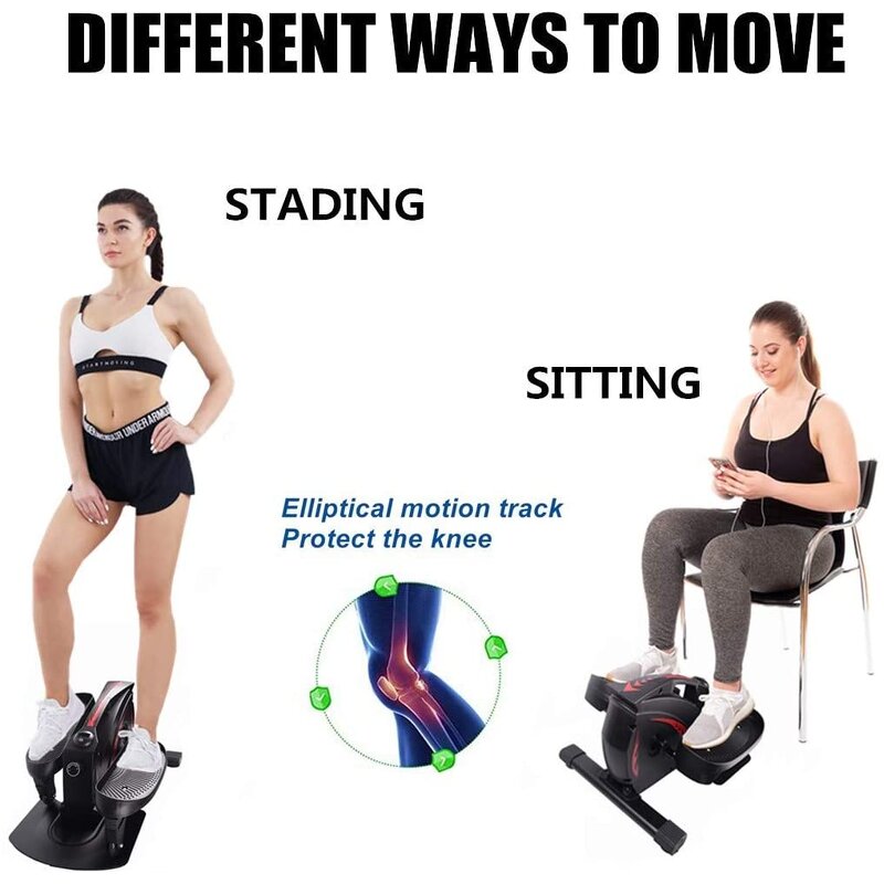 Mini Elliptical Machine Manufacturer - TMS02A Home Office Workout Under Desk Elliptical Bike Display Monitor Weight Fitness