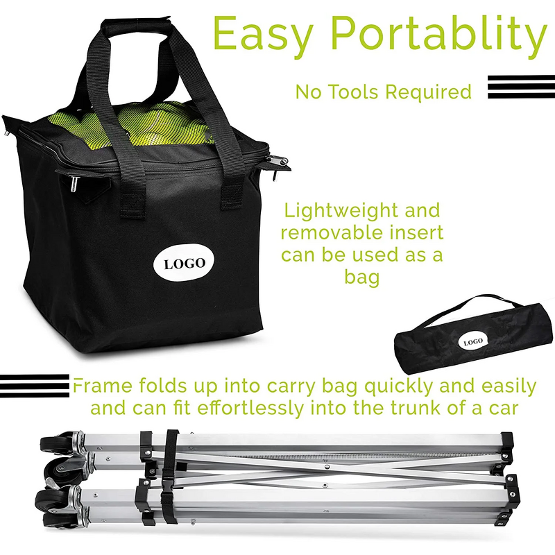 Tennis Pickleball Cart Manufacturer - Hot Sale Portable Customized Logo Square Steel Tube Metal for Training Club