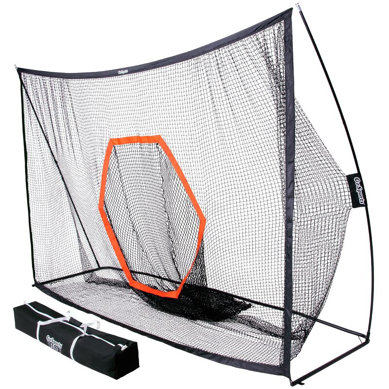 Golf Practice Net Manufacturer - Classic 10 X 7 ft Hitting Cage with Impact Screen & Blank Simulator Nylon Material Choose Printed Graphics