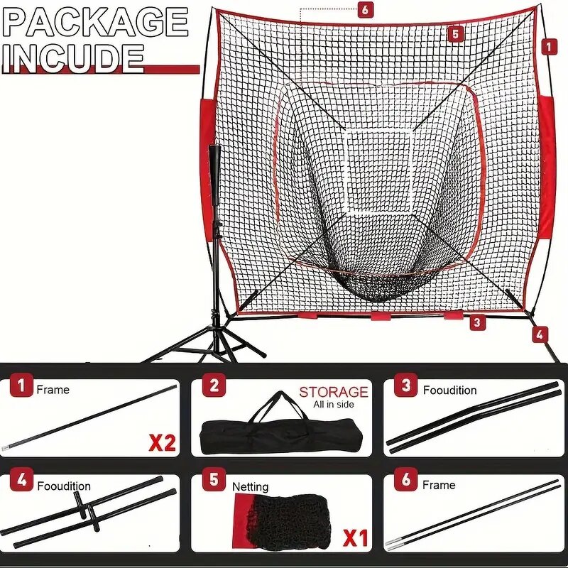 Baseball & Softball Pitching Batting Net Set Manufacturer - Portable 7'x7' Bounce for Training and Hitting