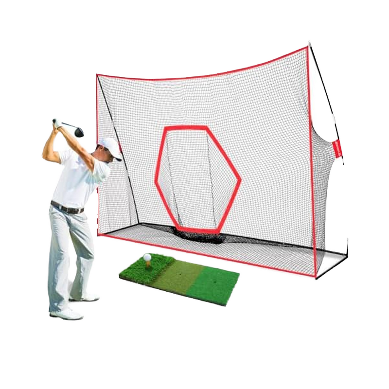 Golf Practice Net Manufacturer - Classic 10 X 7 ft Hitting Cage with Impact Screen & Blank Simulator Nylon Material Choose Printed Graphics