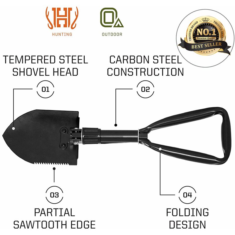 Garden Shovel Manufacturer - RGS01A Cheap Price Folding Shovel Head Survival Shovel for Camping