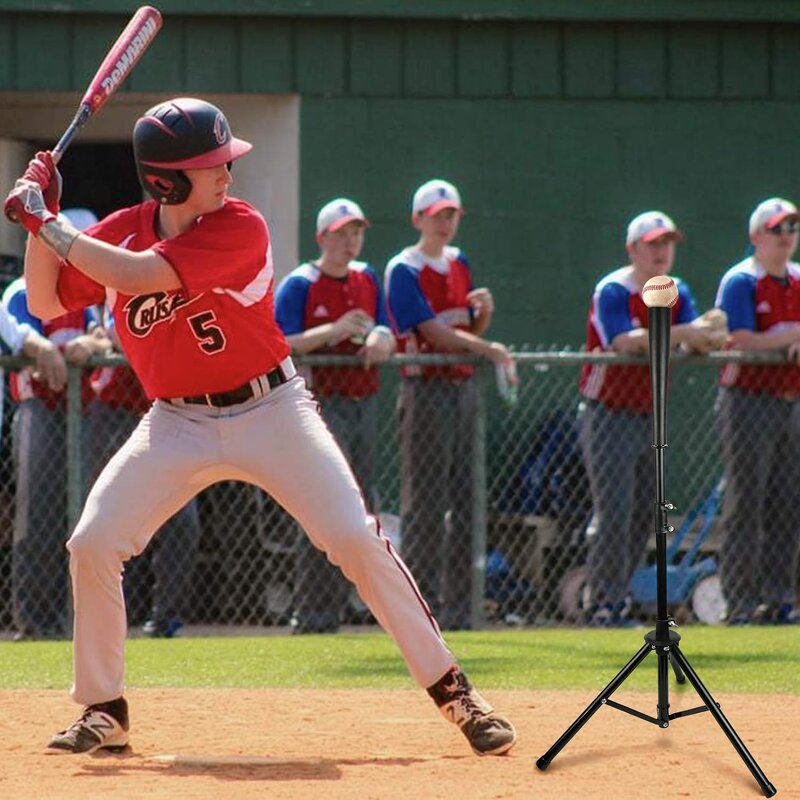 Batting Tee Manufacturer - Portable Adjustable Steel Frame Rubber Cone Training Practice Tripod for Baseball or Softball Black Ball Rebounders