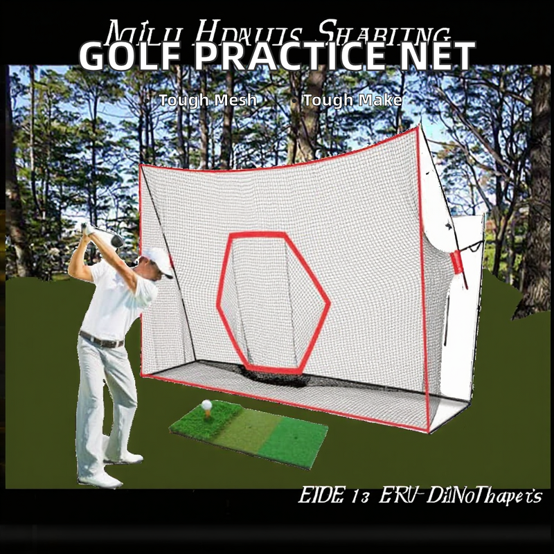 Golf Practice Net Manufacturer - Classic 10 X 7 ft Hitting Cage with Impact Screen & Blank Simulator Nylon Material Choose Printed Graphics