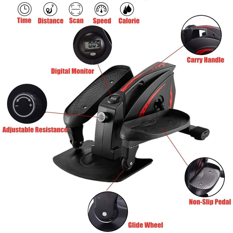 Mini Elliptical Machine Manufacturer - TMS02A Home Office Workout Under Desk Elliptical Bike Display Monitor Weight Fitness