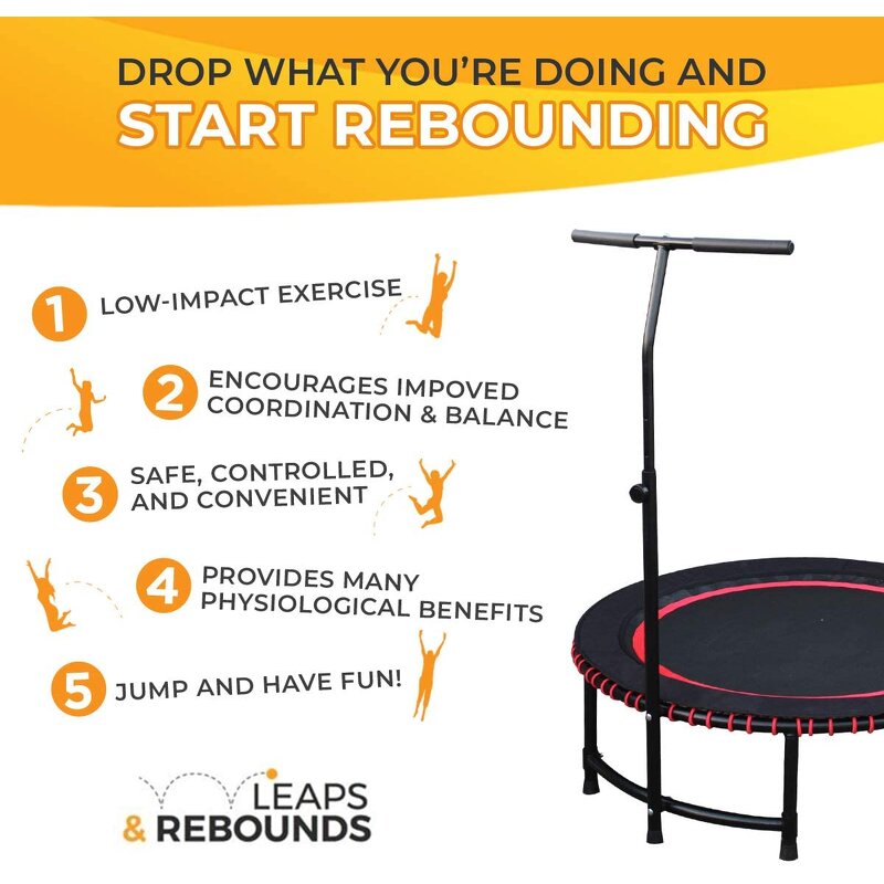 Fitness Trampoline Manufacturer - Indoor/Outdoor Folding Mini Rebounder with Adjustable Handle Bar Durable Steel Construction