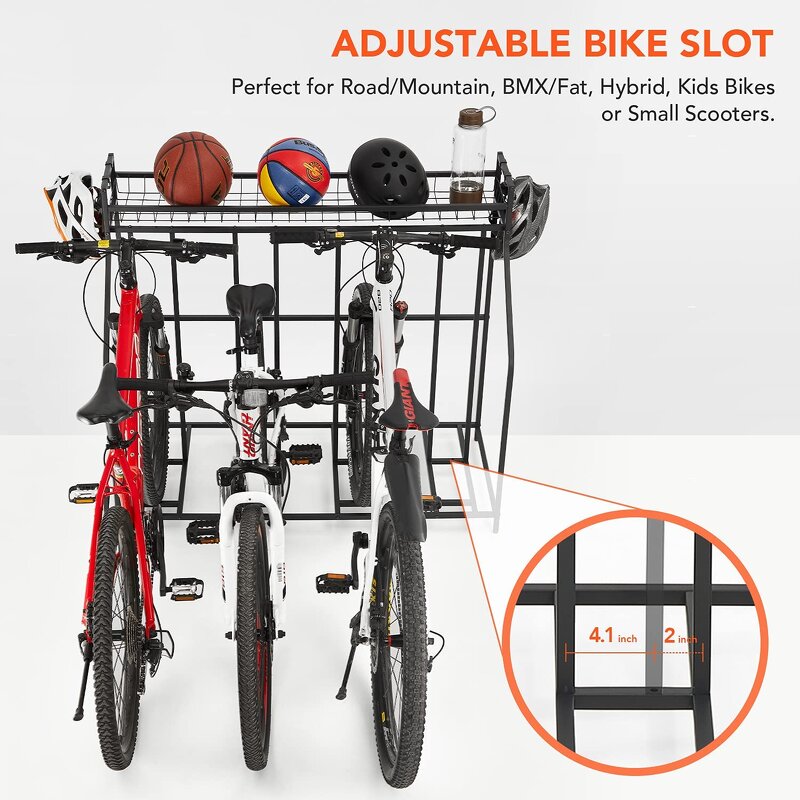 Bike Storage Rack Manufacturer - BSR01A Metal Stability Floor Bicycle Parking Garage Organizer 4 Bike Stand Rack With Storage