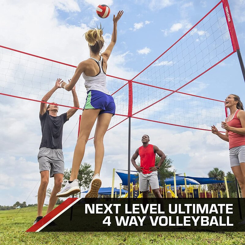 Four Square Volleyball Net Manufacturer - VN06A Low Price 4 Way Badminton Net 4 Way Volleyball Net Factory