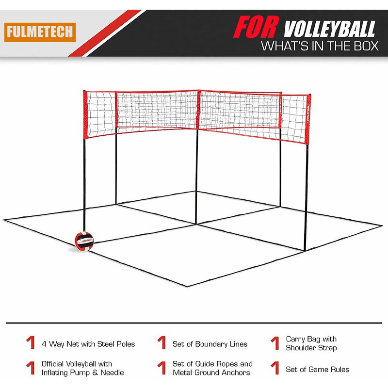Four Square Volleyball Net Manufacturer - VN06A Low Price 4 Way Badminton Net 4 Way Volleyball Net Factory