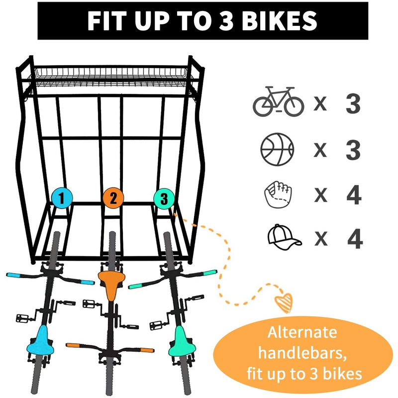 Bike Storage Rack Manufacturer - Bicycle Garage Organizer Sports 3 Bike Storage Rack for Garage