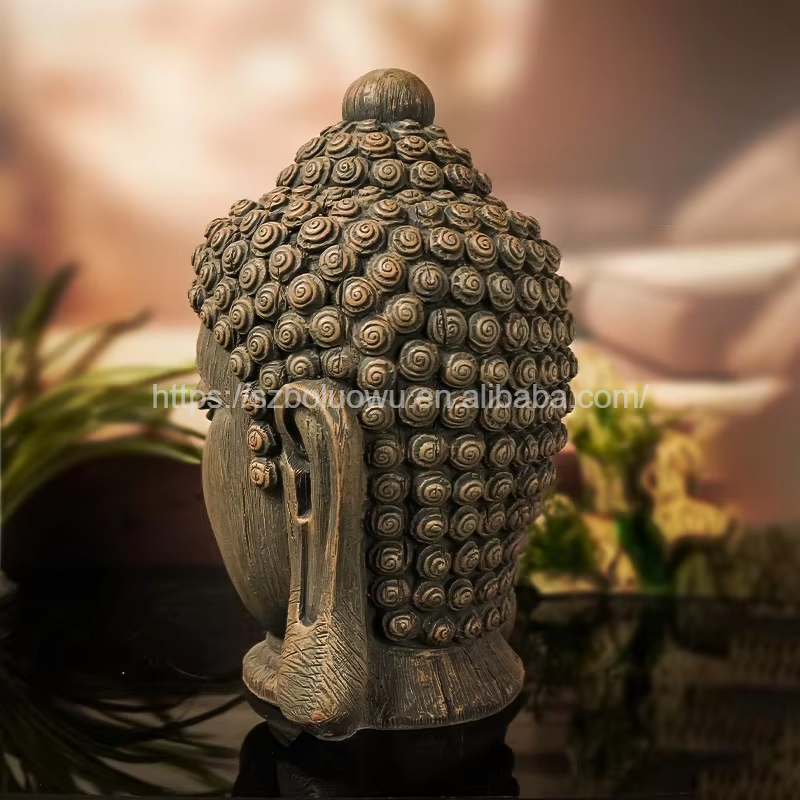 Buddha Head Statue Manufacturer - 31cmCustomize Resin Craft Southeast Asian Thailand Cambodia Myanmar Style for Restaurant or Home