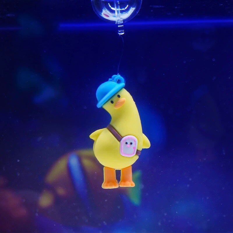 PVC Yellow Duck Ornament Manufacturer - New Popular Tilted Head Small Character Diver for Outdoor Fish Tank for Indoor Outdoor