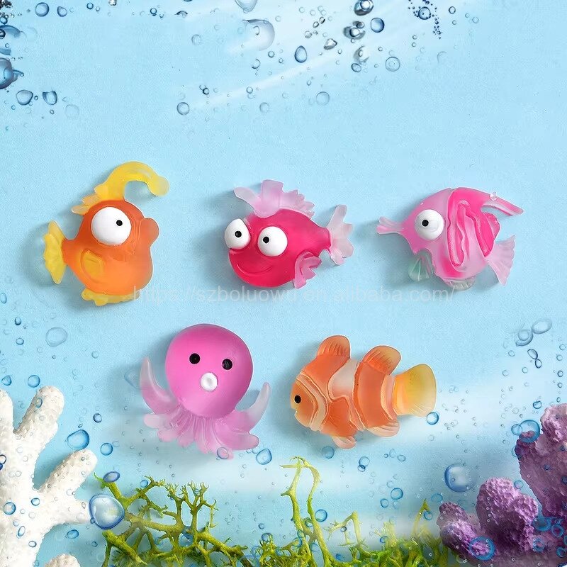 Resin Mini Ocean Animal Crafts Manufacturer - DIY DouDou Shoes or Iphone case Tropical Cartoon Fish Ornaments Fish Tank Landscaping