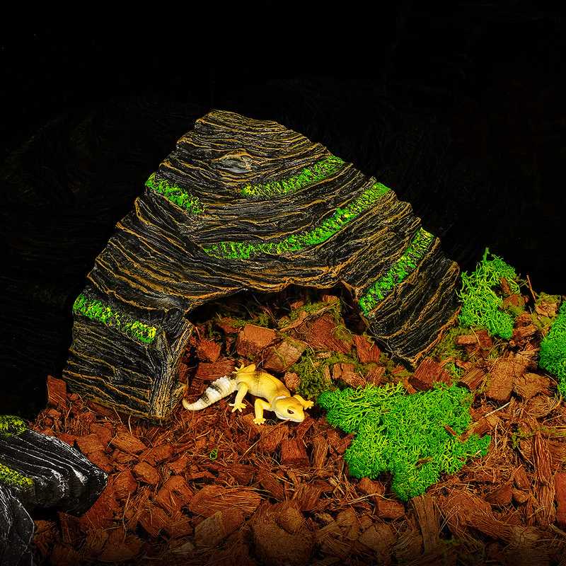 Resin Hideout Cave Manufacturer - Decorative for Reptiles & Amphibians Turtle Box with Basking & Climbing Platform Gecko Landscape