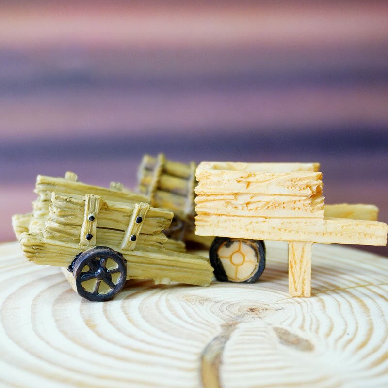 Resin Moss Micro Landscape Ornament Manufacturer - Hot-Selling Succulent Flower Pot Decoration Wheelbarrow Firewood Cart for Aquarium