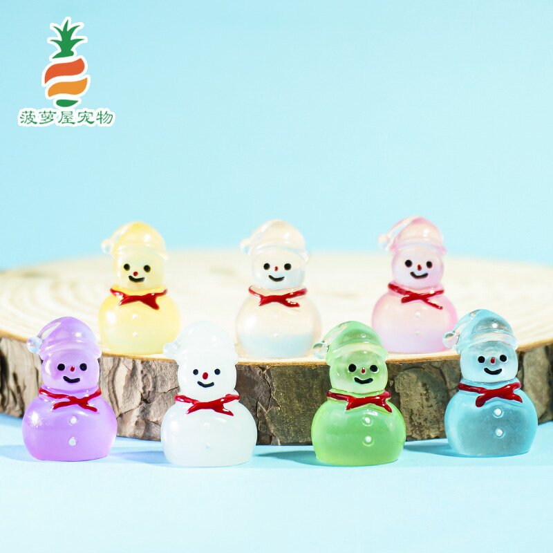 Christmas Snowman Ornament Manufacturer - Customizable Luminous Micro Landscape Plastic Small Desktop Decoration Accessory