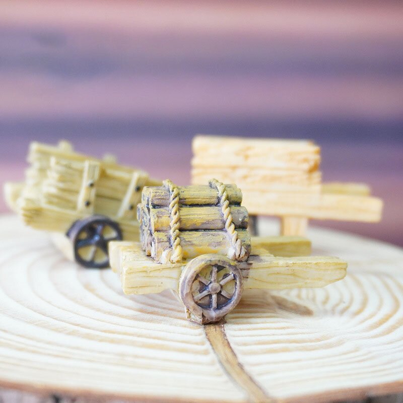 Resin Moss Micro Landscape Ornament Manufacturer - Hot-Selling Succulent Flower Pot Decoration Wheelbarrow Firewood Cart for Aquarium