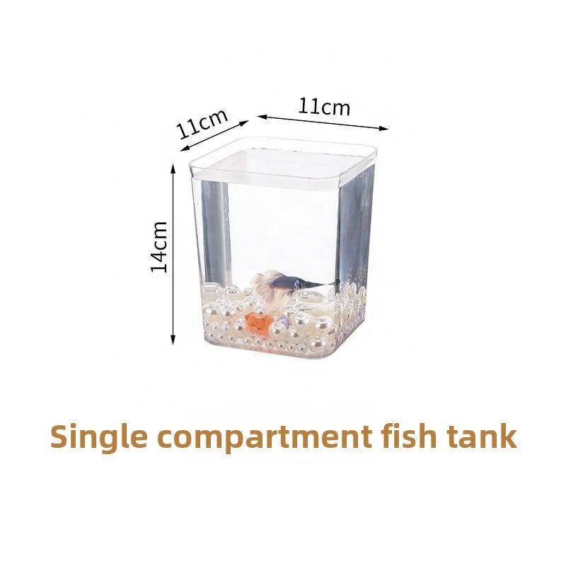 Goldfish Tank Manufacturer - Small Square Desktop Display Plastic Simulation Glass Betta Fish tank Aquarium Ornament for Home