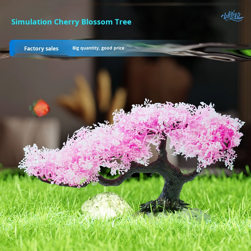 Simulated Cherry Blossom Tree Manufacturer - Water Grass Scenery Set Aquarium Ornaments Decoration for Fish Tank Landscaping