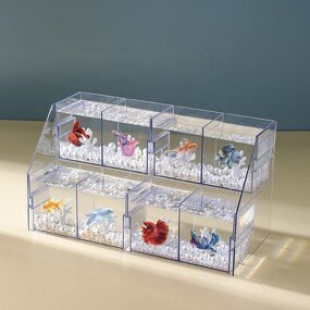 Goldfish Tank Manufacturer - Small Square Desktop Display Plastic Simulation Glass Betta Fish tank Aquarium Ornament for Home