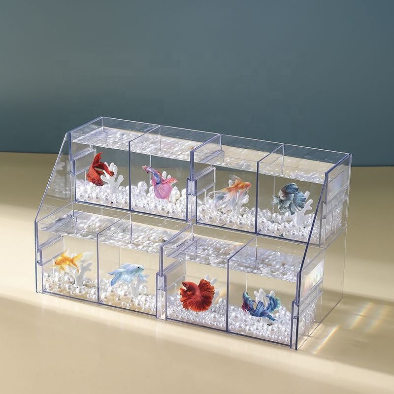 Goldfish Tank Manufacturer - Small Square Desktop Display Plastic Simulation Glass Betta Fish tank Aquarium Ornament for Home